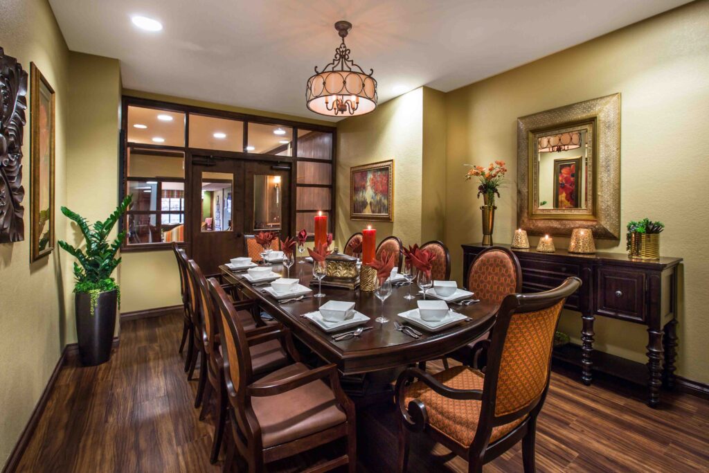 Interior image of the private dining room.